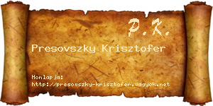 Presovszky Krisztofer névjegykártya